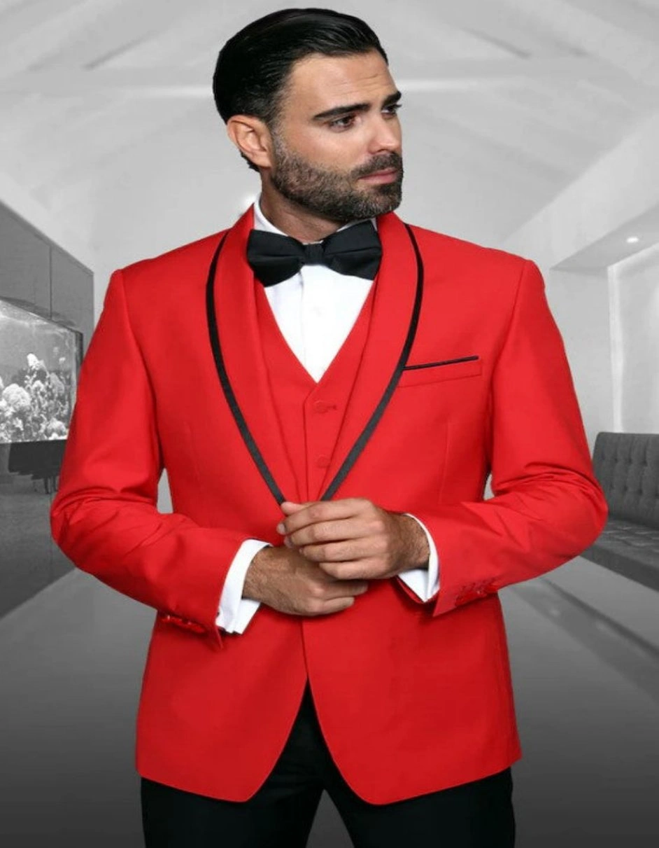 Smoking Rosso Su Misura per Uomo: Eleganza Italiana Assicurata!