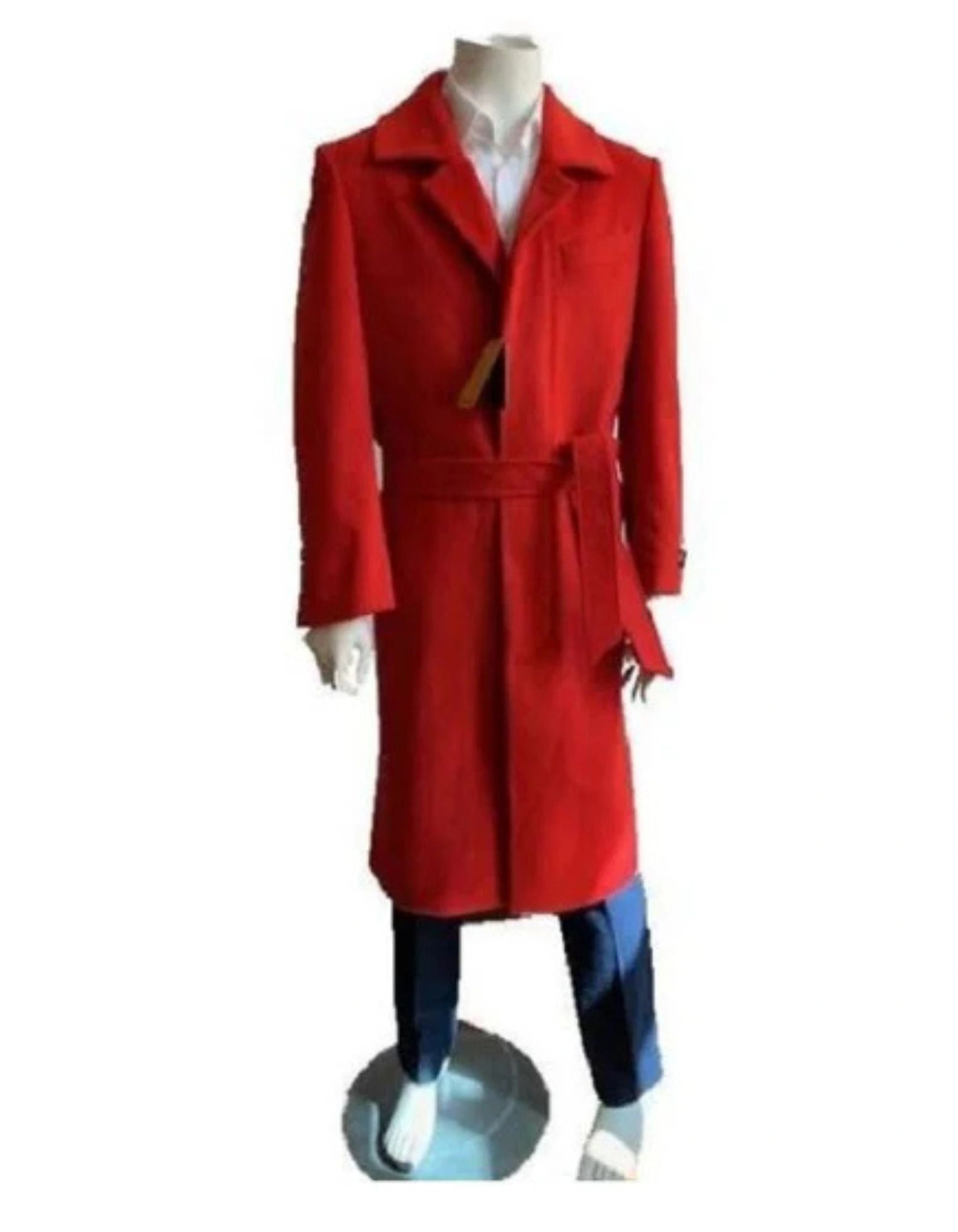 Cappotto Uomo Rosso Elegante Lungo Lana Stile Trench Classico Italiano Autunnale Invernale